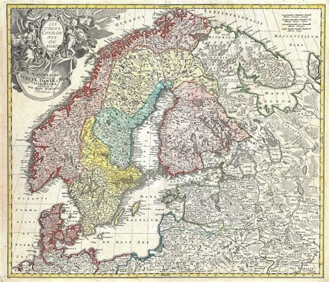 1730 Homann Map Of Scandinavia Norway Sweden Denmark Finland And