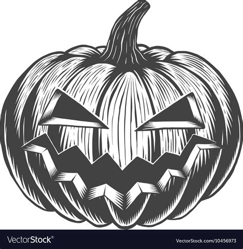 Black And White Hand Drawn Halloween Pumpkin Vector Image