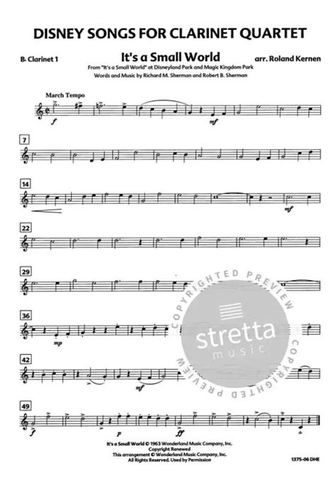 Disney Songs For Clarinet Quartet Im Stretta Noten Shop Kaufen