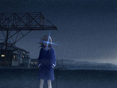 1024x768 Resolution Anime Girl At Starry Night 1024x768 Resolution