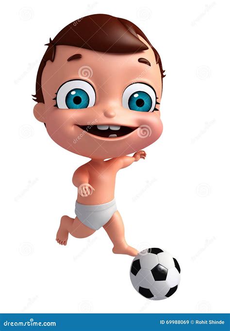 Baby With Football Stock Illustration Illustration Of Happiness 69988069