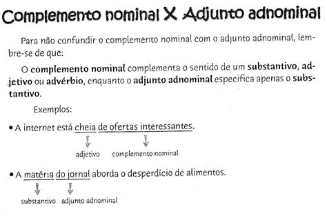 Exercícios Complemento Nominal E Adjunto Adnominal