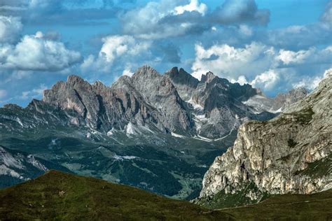 Alpine Dolomite Panorama In Val Di Fassa Italy Trentino South Tyrol