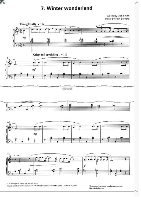 Winter Wonderland Klavier Einfach Pdf Noten Von Felix Bernard In F
