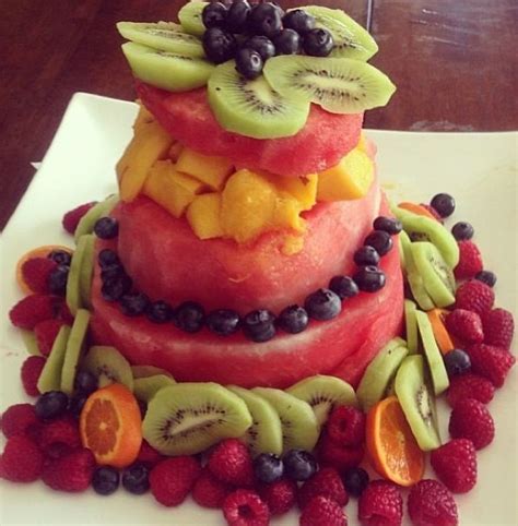 This all fruit party cake is super fun and easy to make! Pin by Alma Maldonado on Baby shower ideas | Food, Healthy ...