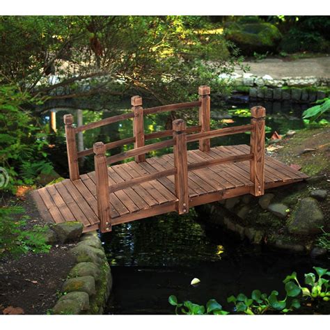 Costway 5 Wooden Bridge Stained Finish Decorative Solid Wood Garden