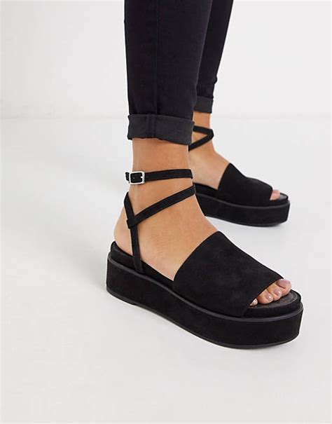 Asos Design Tabitha Chunky Flatform Sandals In Black Asos