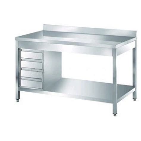 Guangzhou wanchu commercial kitchenware co.,ltd. Stainless steel work table with drawers and backsplash ...