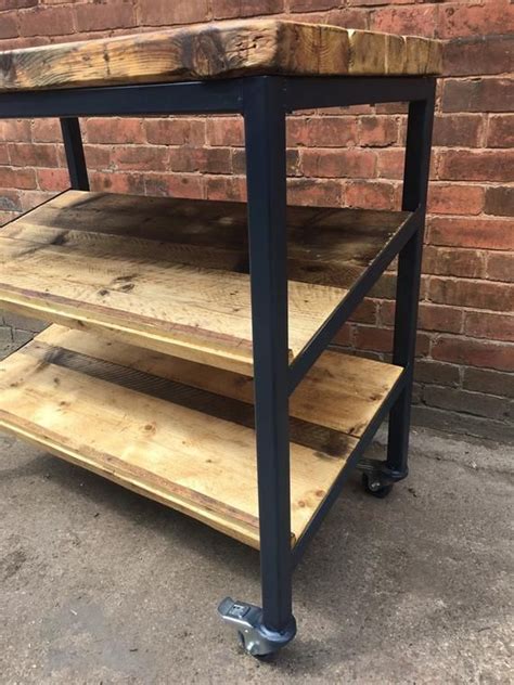 Reclaimed Industrial Kitchen Island Unit Drinks Trolley Stand Etsy