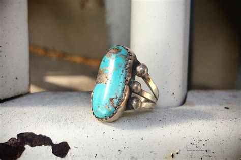 Simple Turquoise Ring For Women Size Native American Indian Ring