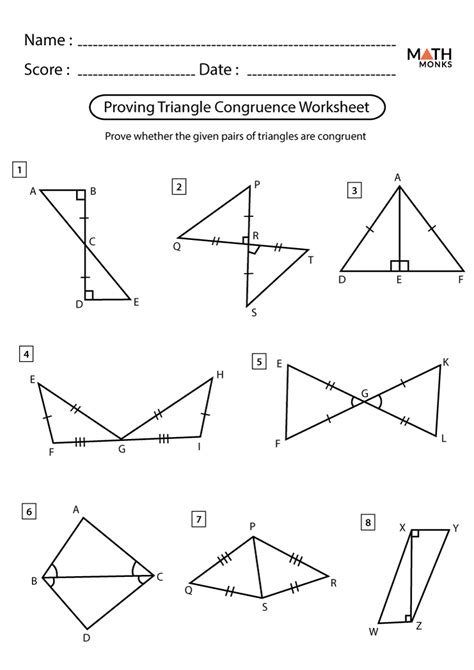 Congruent Triangle Theorems Worksheet