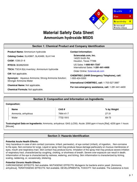 Sds For Anhydrous Ammonia Pdf Toxicity Ammonia