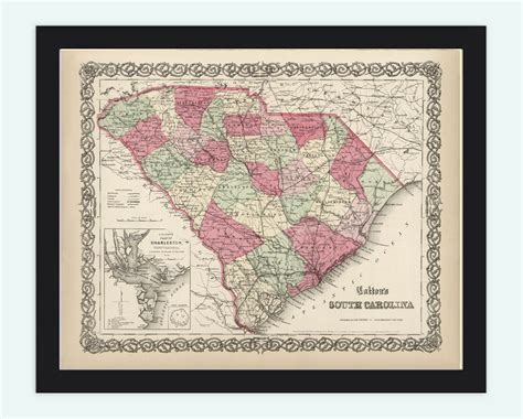 Old Map South Carolina State 1860 Vintage Maps And Prints