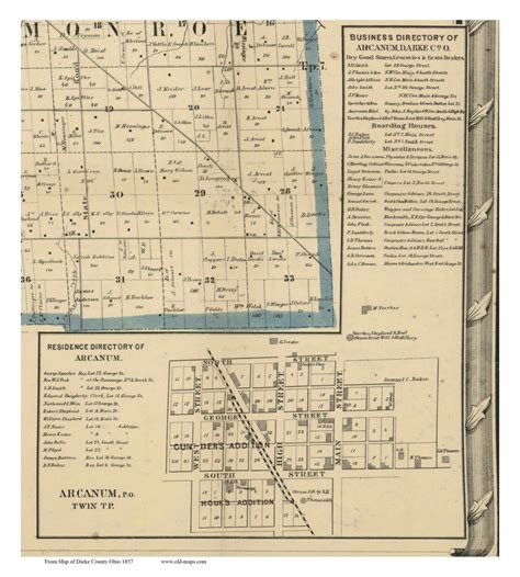 Arcanum Twin Ohio 1857 Old Town Map Custom Print Darke Co Old Maps