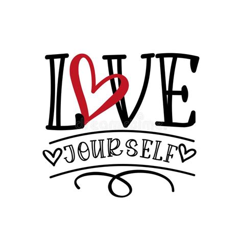 Love Yourself Motivating Quote Hand Drawn Lettering Text Vector