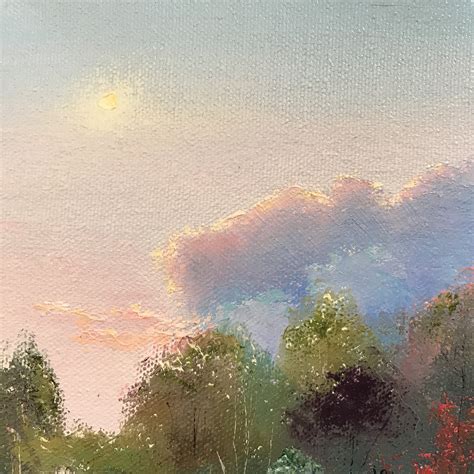 Sky Painting Small Oil Painting Pastel Landscape Country Rustic Art
