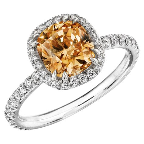 Gia Certified 259 Carat Fancy Yellow Brown Diamond Ring Platinum For
