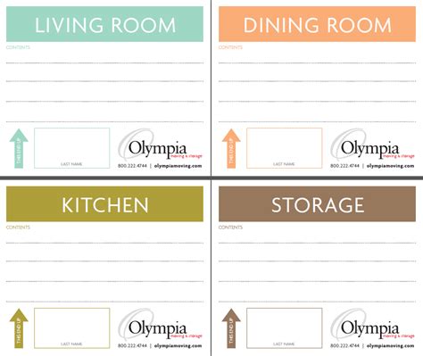 Free Printable Moving Boxes Labels Olympia Moving And Storage