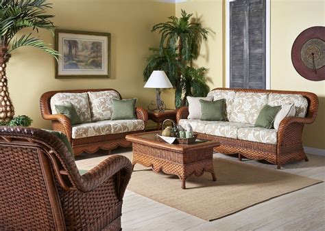 Autumn Morning Indoor Wicker 5 Pc Living Room Set Model 2400 Set With