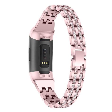 Aottom Armband Für Fitbit Charge 3 Roségold Glitzer Strassarmband