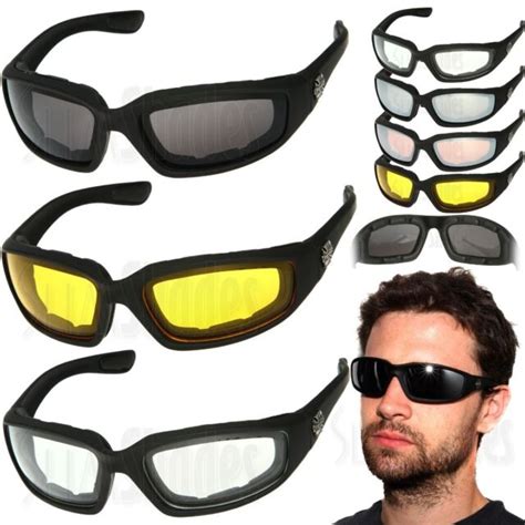 Pair Combo Chopper Padded Wind Resistant Sunglasses Motorcycle Riding