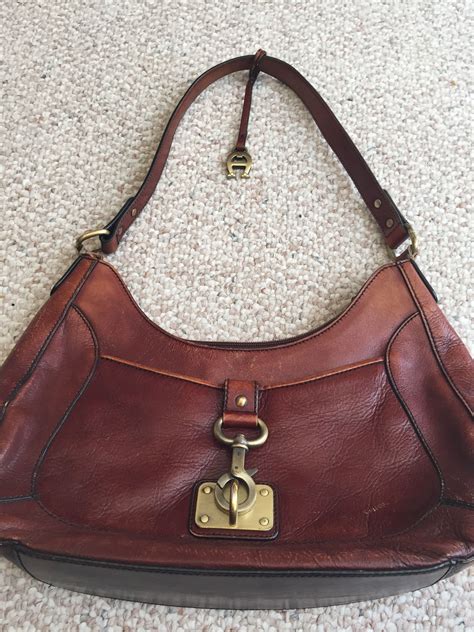Vintage Etienne Aigner Handbag Cognac Brown Leather Purse Original
