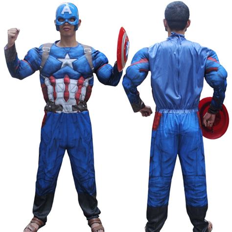 2018 Marvel Captain America Muscle Costume Adult Men Captain America Cosplay Costume Steve