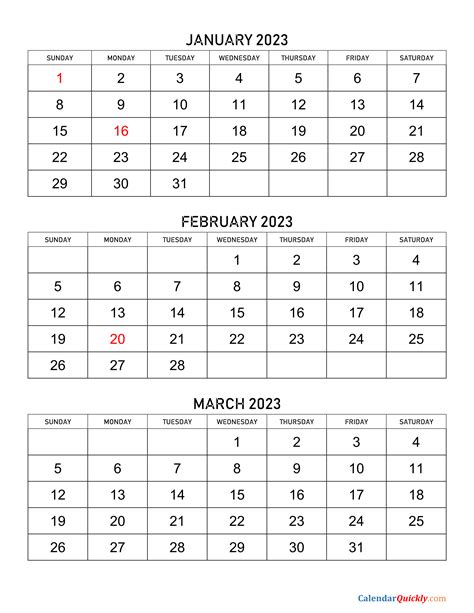 January 2023 Calendar Printable Free 3 Month Template Free Gambaran