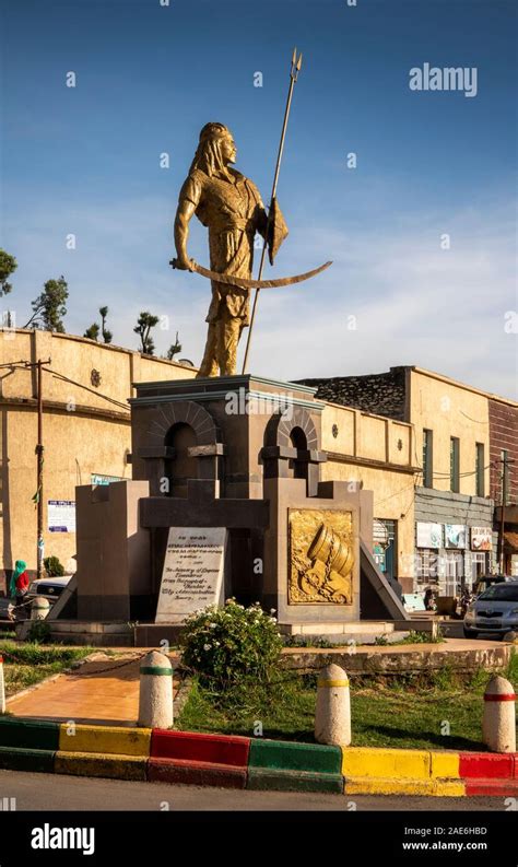 Ethiopia Amhara Region Gondar Piazza Statue Of Emperor Atse