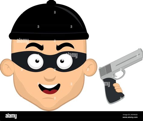ilustración vectorial de la cara de un ladrón de dibujos animados con una máscara sombrero y