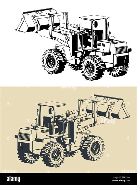 Stylized Vector Illustrations Of Wheel Loader Stock Vector Image And Art