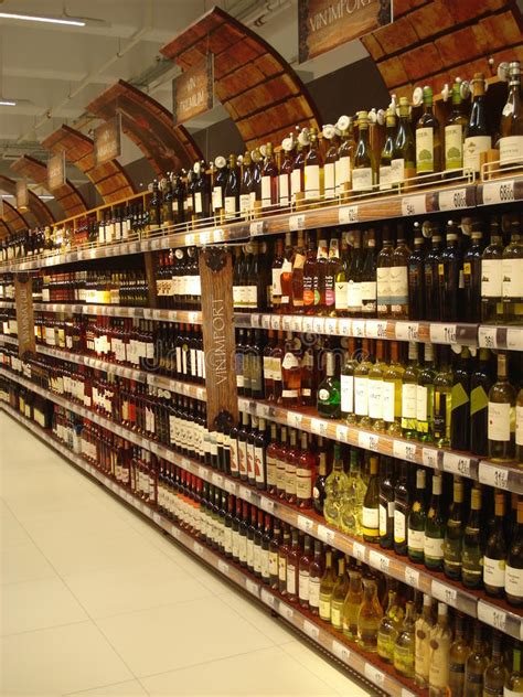 Wine Shelves In Hypermarket Editorial Stock Image Image Of Market