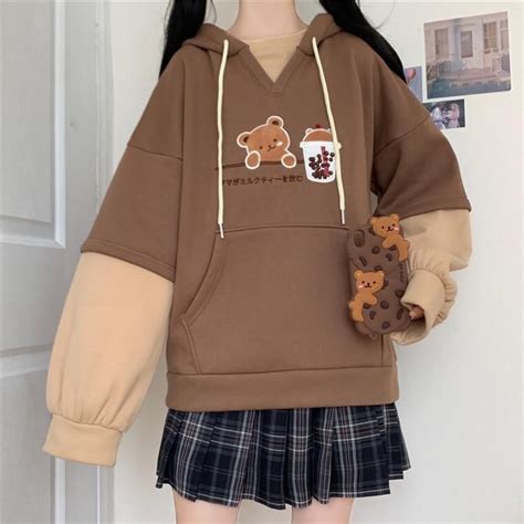 Harajuku Cute Bear Hoodie In 2022 Kawaii Clothes Aesthetic Shirts