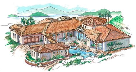 Mediterranean Style House Plans Spanish Style Homes Courtyard House Plans