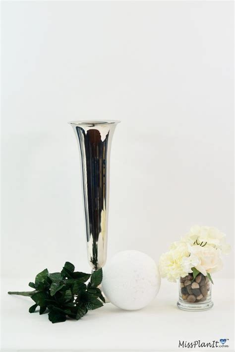 Diy Tall Simple Silver Vase With White Roses Wedding Centerpiece Rose