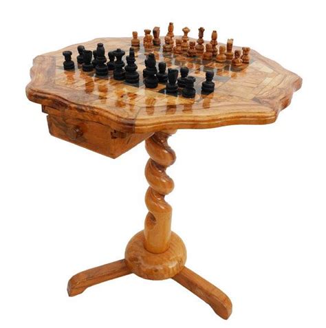 Olive Wood Unique Rustic Chess Set Table 18 Inch Wooden Etsy