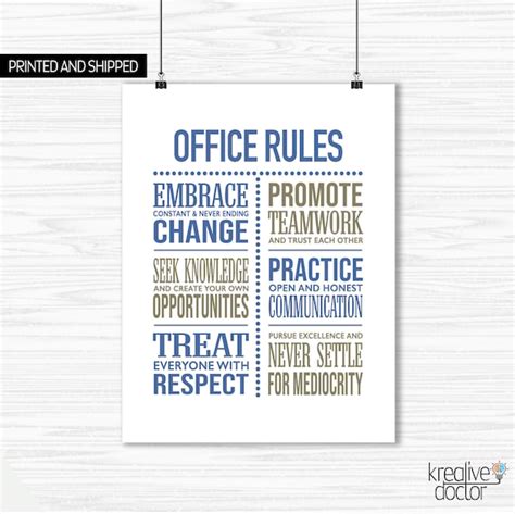 Office Rules Office Wall Art Inspirational Quotes For Office Office