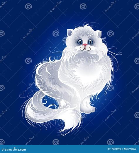 Magic White Persian Cat Cartoon Vector 17038493