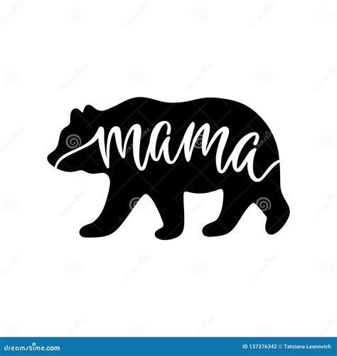 Mama Bear Black Paw Symbol Simple Forest Logo With Text Bear Paw