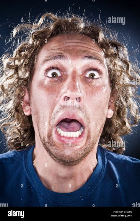 Scared Caucasian Man Shouting Stock Photo Alamy