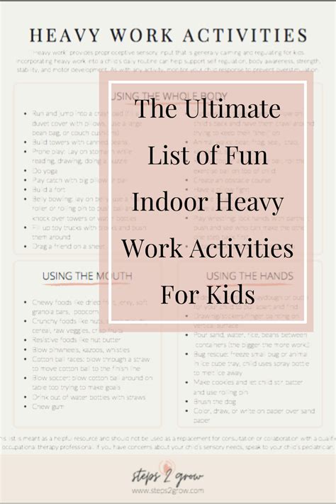 The Ultimate List Of Fun Heavy Work Activities Work Activities