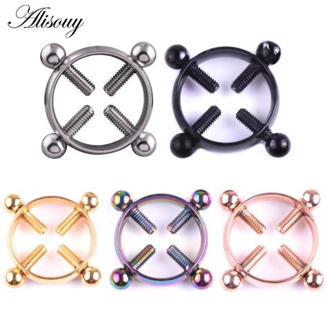 1pcs Stainless Steel Round Non Piercing Nipple Ring Shield Body