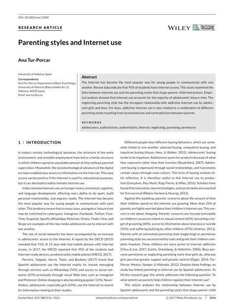 (PDF) Parenting styles and Internet use