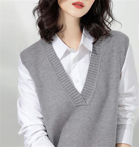 Gihuo Women S Casual V Neck Knitted Pullover Sleeveless Sweater Vest