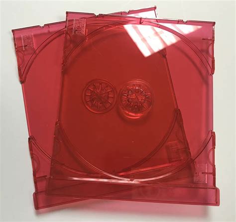 ️ 10 Pcs New Cd Trays Transparent Red Compact Disc Audio Made In Usa