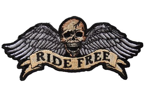 Ride Free Skull And Wings Patch Biker Skull Patches By Ivamis Patches
