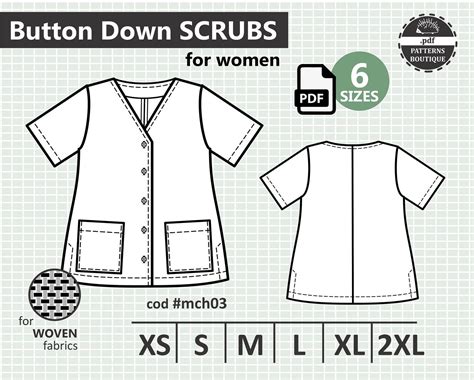 Doctor Scrubs Nusre Lab Coat Pdf Sewing Pattern For Women Etsy Printable Patterns Pdf