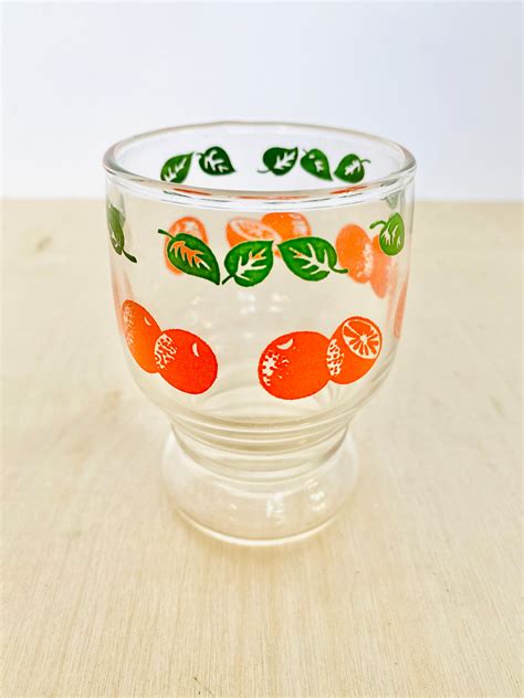 Set Of 4 Vintage Mid Century Libbey Orange Juice Glasses