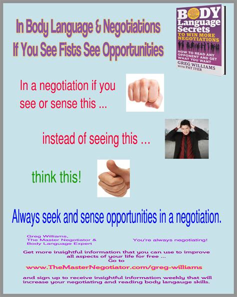 In Body Language And Negotiations If You See Fists See Opportunities