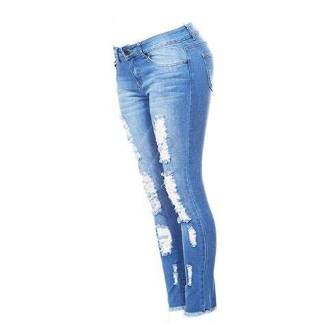 Womens Jeans Vip Fray Hem Skinny Distressed Ripped Juniors